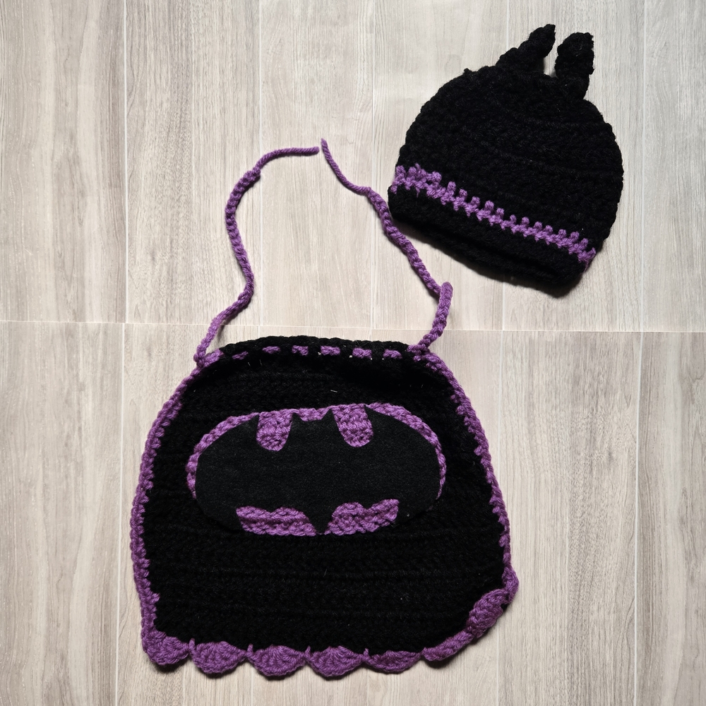 Batgirl Newborn Photo Prop Baby Girl Crochet Knit Superhero New Arrival Set